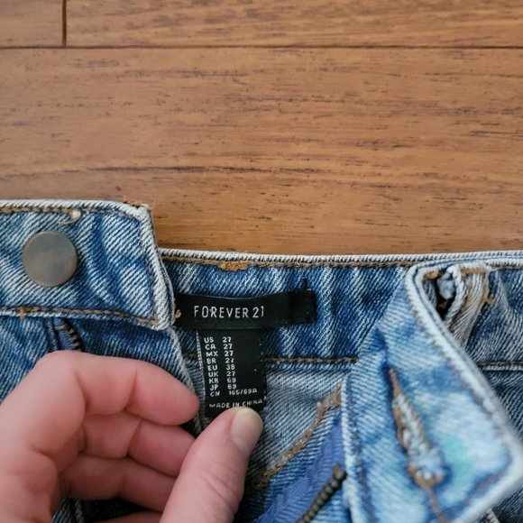 Forever 21, Denim/Jean Shorts, Plaid & Cutoff, Size 27 - Picture 3 of 3